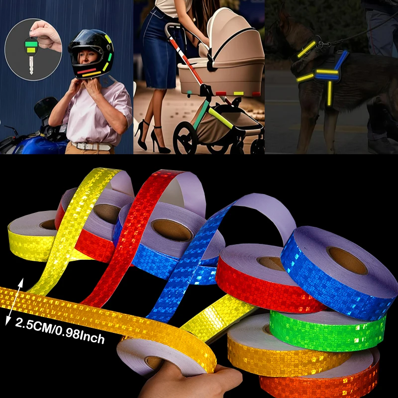 2.5CM Solid Color Reflective Stickers Personality Waterproof Car Modification Warning Signs Highlighting Safety Reflective Tape