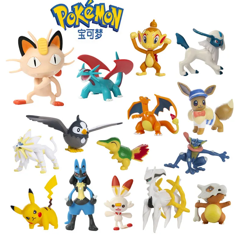 Nuevo Pokemon 4-13Cm dibujos animados película Anime figura Pikachu Lucario Mewtwo dragón volador mascota figuras de acción modelo juguete regalos de cumpleaños