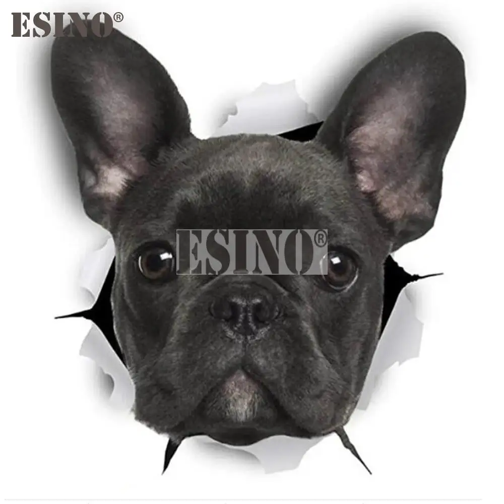 

Car Styling Funny Vivid Cracked Lovely Black French Bulldog Creative Adhesive PVC Waterproof Sticker Car Whole Body Vinyl Decal