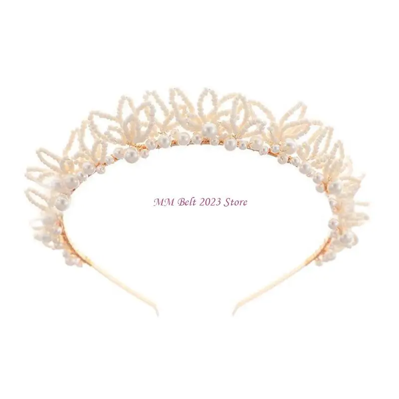

49ME украшенная искусственным жемчугом повязка для волос в стиле барокко для свадебных гала-фотосессий, легкие повязки на шиньон