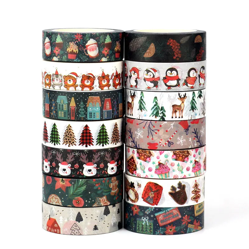 Wholesale 10pcs/Lot Decor Christmas Green and Red Washi Tapes Scrapbooking Journaling Adhesive Masking Tape Cute Stationery