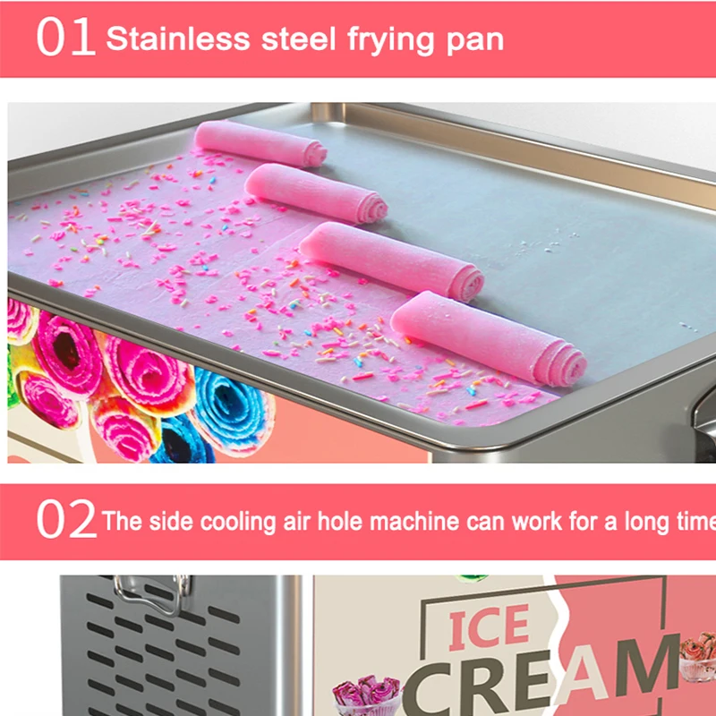 

110V/220V Fried Ice cream Roll Machine Small Thai Fry Pan Ice Cream Rolled Fried Yogurt Ice Cream Roll Machine Maker