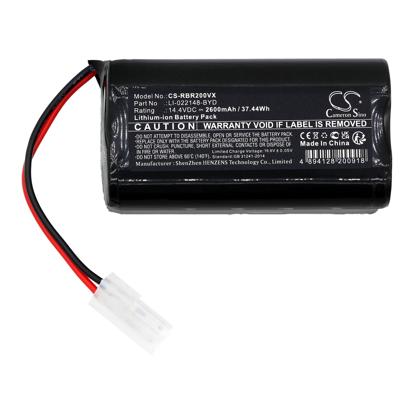 Batería de repuesto CS para aspiradora Sencor SRV 6110BK LI-022148-BYD,BYD-F1,4UR18650A-26,4UR18650A-26-V2 2600mAh / 37.44Wh