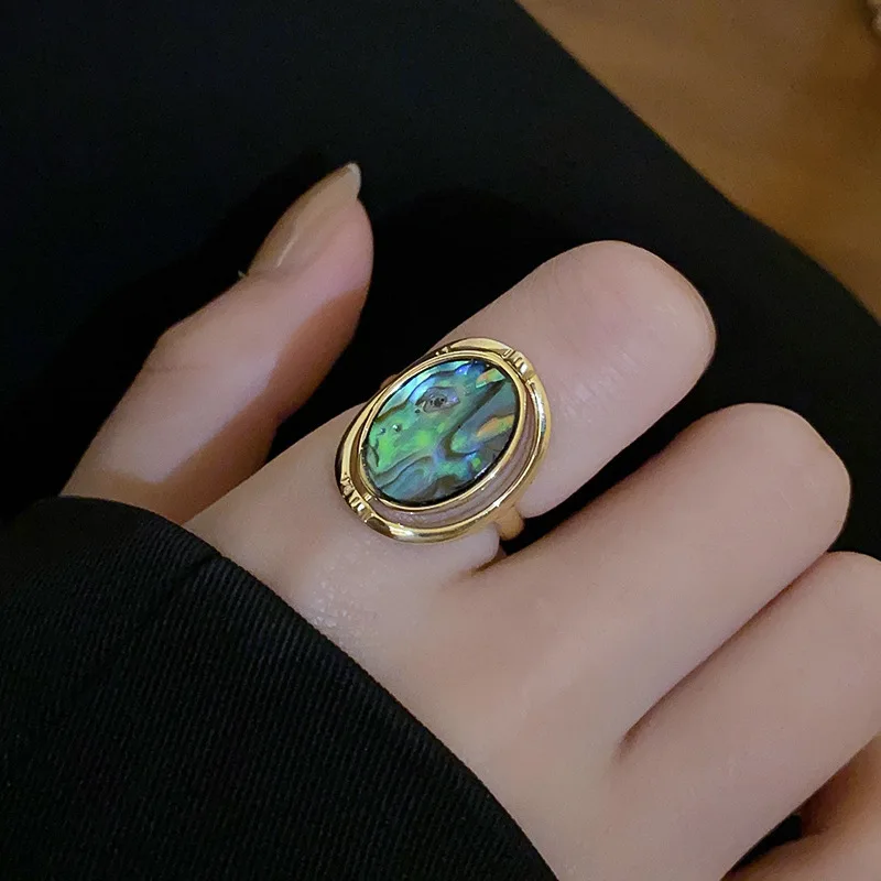 Elegant Real Natural White&Abalone Shell Rings for Women Special Design Double Sided Rotating Ring Charm Jewelry Party Gift