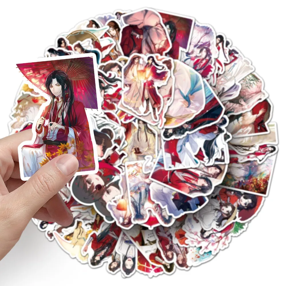 10/58Pcs Heaven Blessing Stickers Funny Anime Stickers Tian Guan Ci Fu Hua Cheng Xie Lian Cosplay Label Sticker Decoration Gift