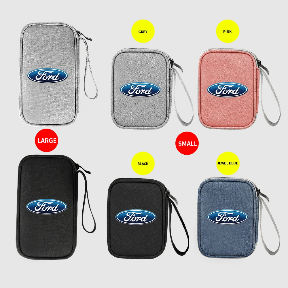 1pcs Car Stying Logo Electronic Accessories Storage Bag Auto Storage For Ford Fiesta Mk7 Focus 2 Mk3 F150 Mondeo C-Max Fusion