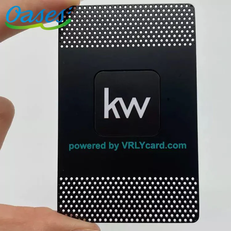 Customized query Customizable Blank RFID-enabled  NFC Interaction Matte Black Metal Business Cards With Precision Cutting Holes