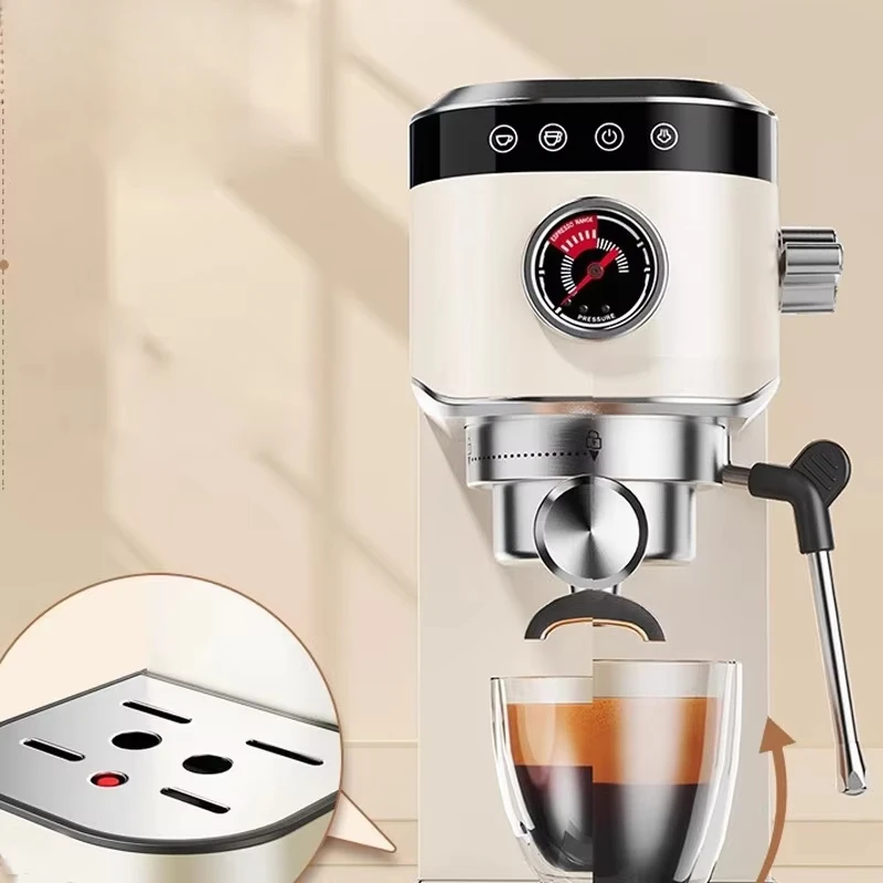 Full Metal Body Italian Style Semi-automatic Coffee Machine Home Retro Espresso High-pressure Extraction Milk Frother Maker