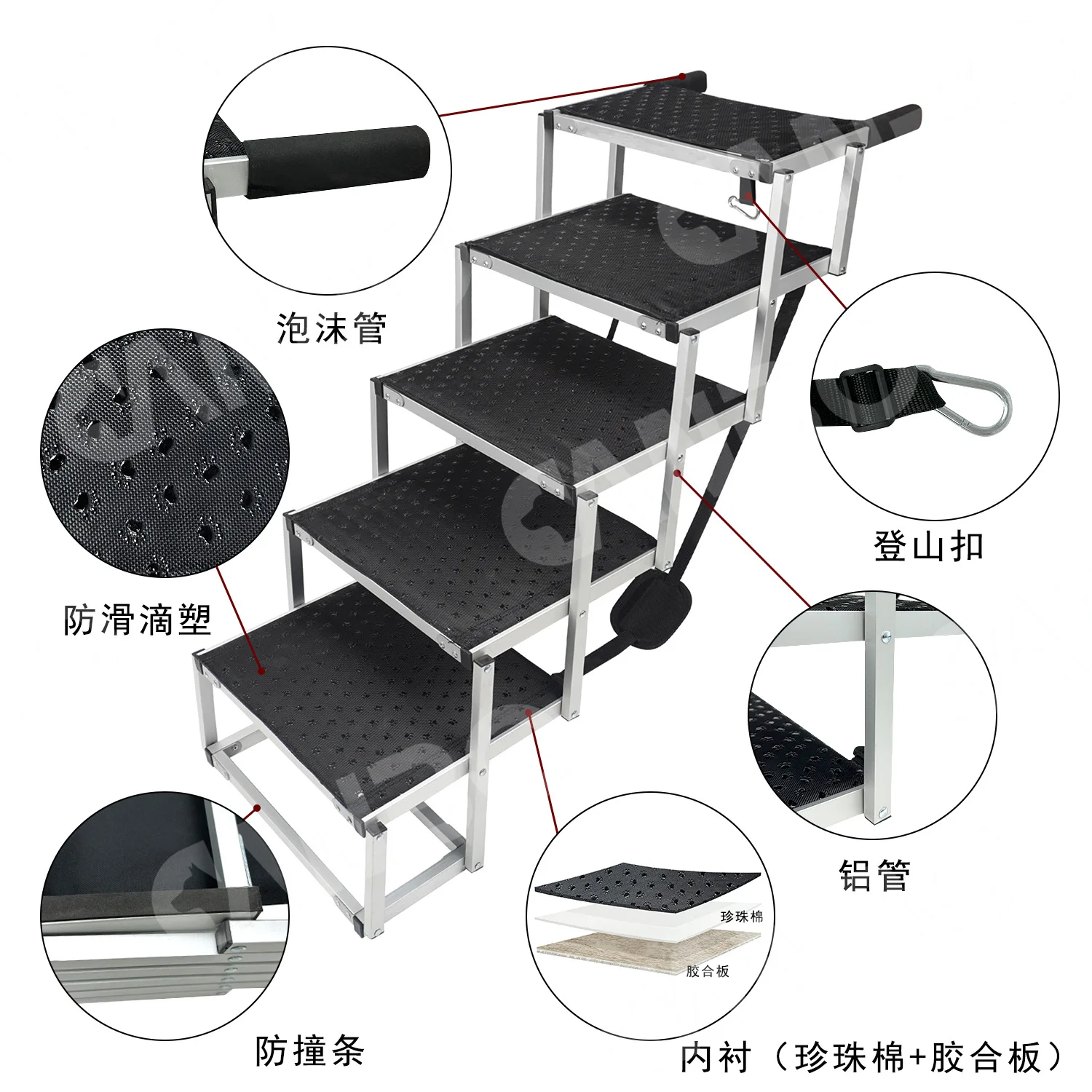 Pet Aluminum Dog Ladder 6 Steps Portable Foldable Dog Ladder Outdoor SUV Large Dog