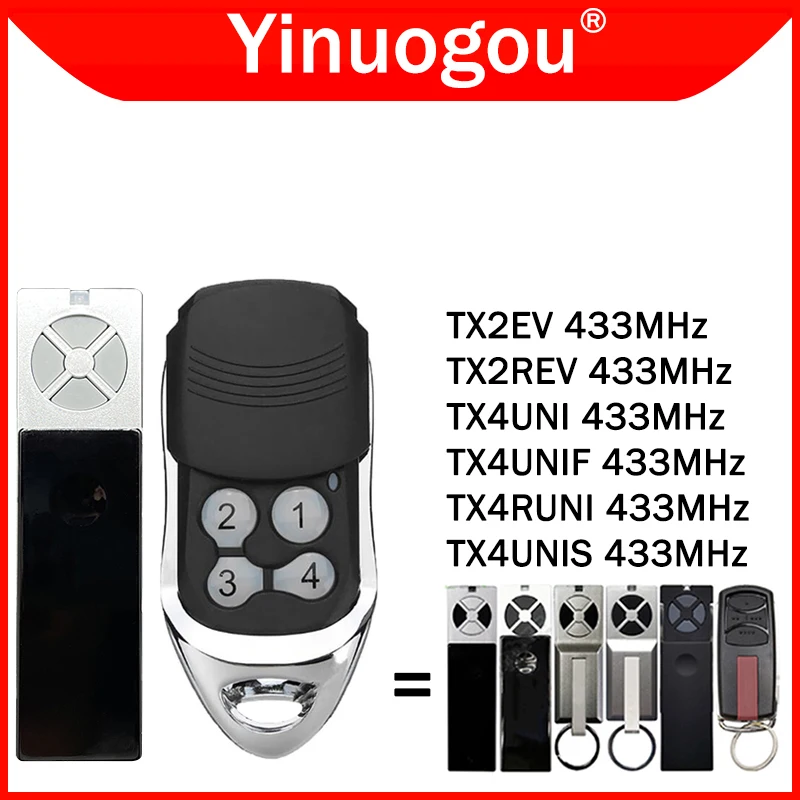 TX2EV TX2REV TX4UNI TX4UNIF TX4RUNI TX4UNIS Télécommande de porte de garage/portail 433 MHz Programmation à code tournant