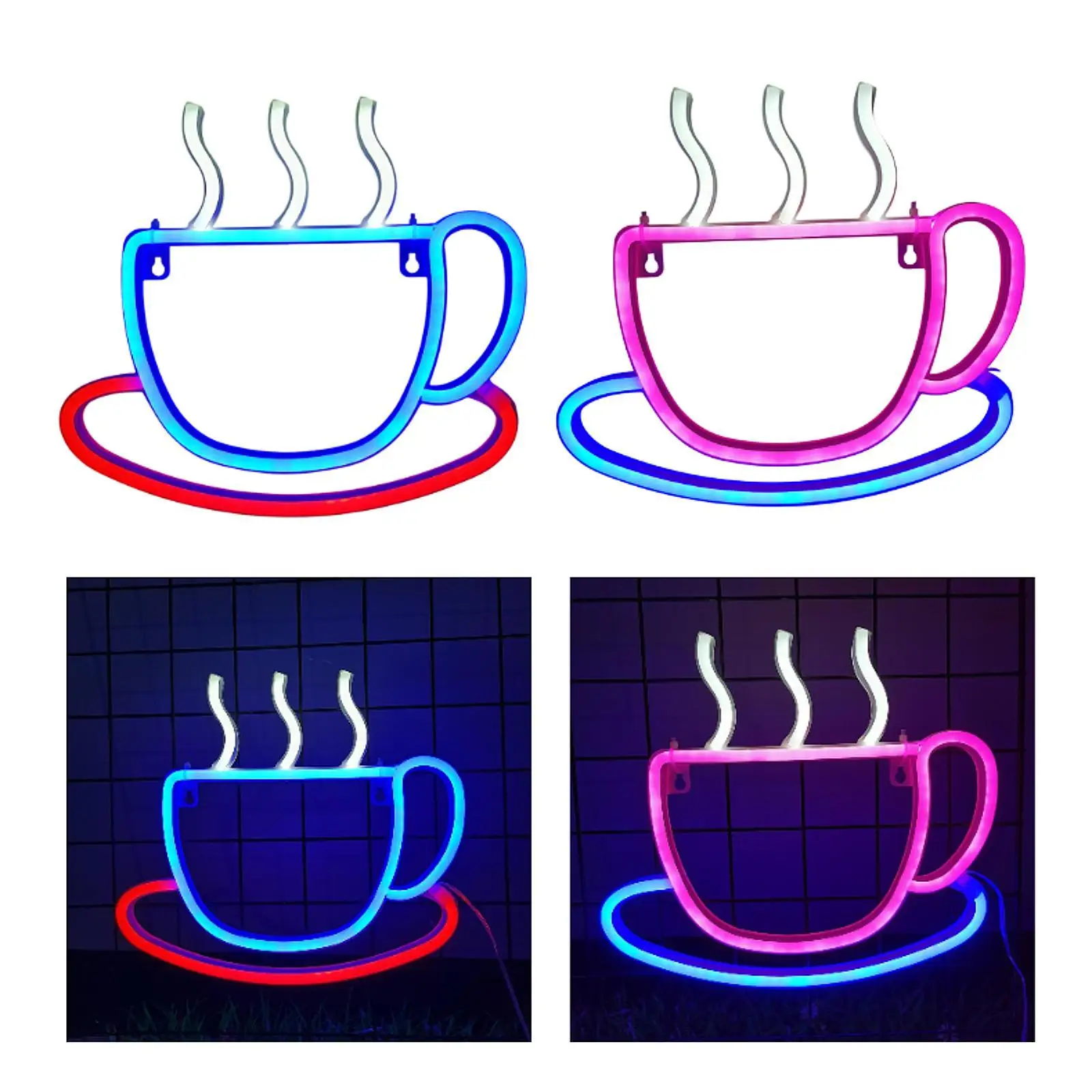 LED Coffee Cup Neon Light Welcome LED Night Light Opening Restaurant Kitchen