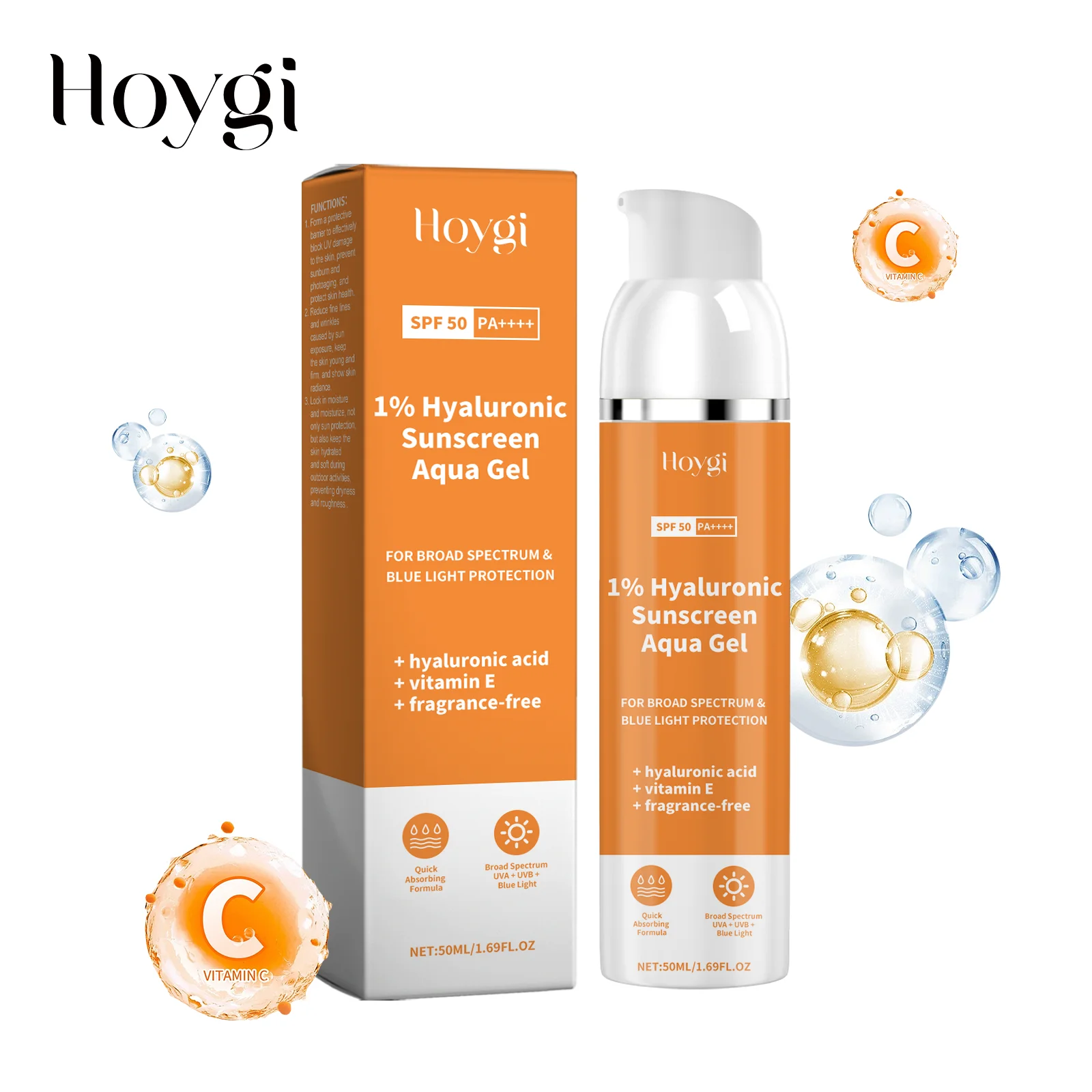

Hyaluronic Acid SPF 50+UV Protection, Antioxidant Sunscreen Isolation Cream, Lightweight, Korean, Suitable for All Skin Types