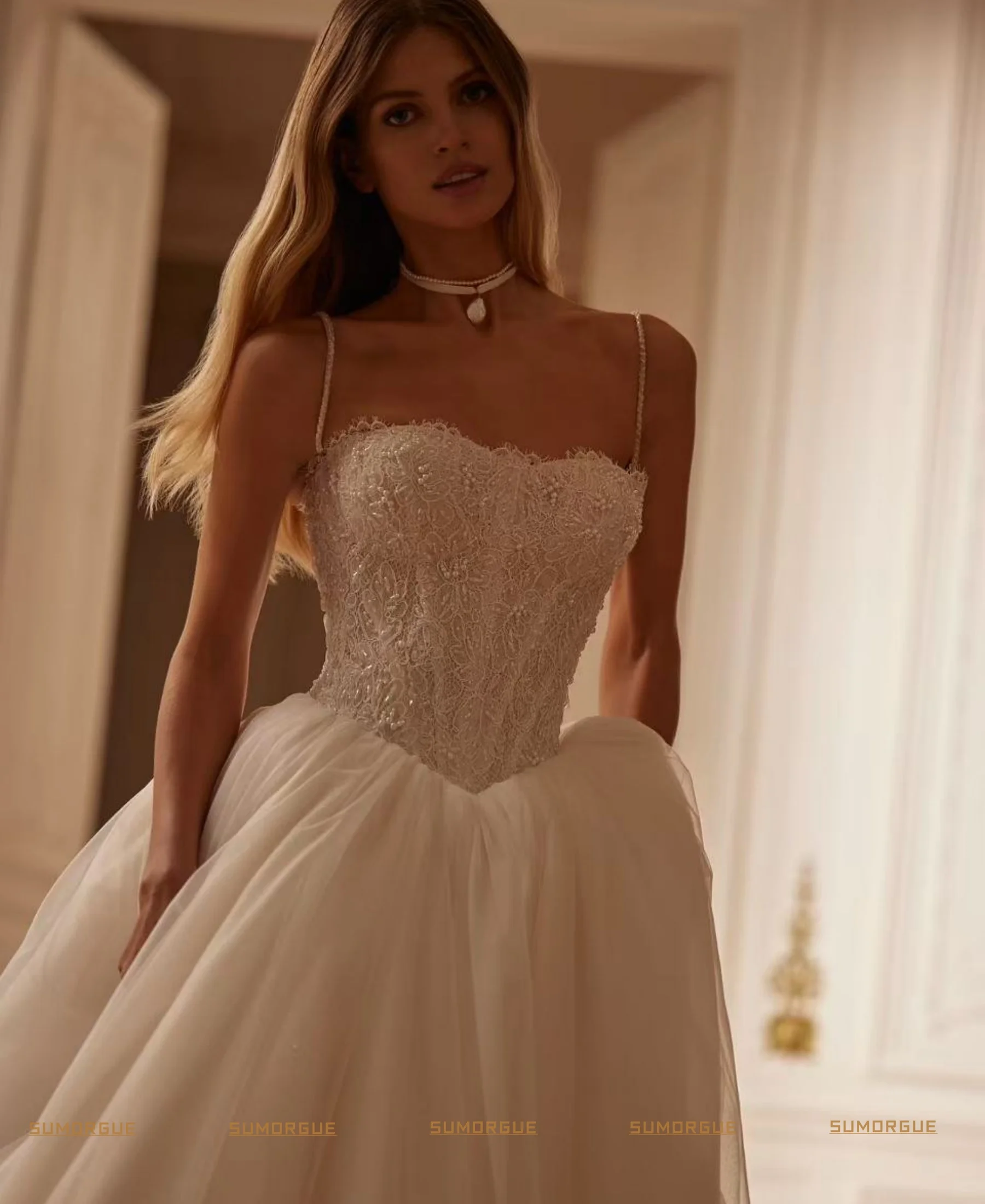 Wedding Dresses A Line Women's Sweetheart Lace Appliques Bride Gowns Princess Tulle Robe high-end Customized Vestido De Noiva