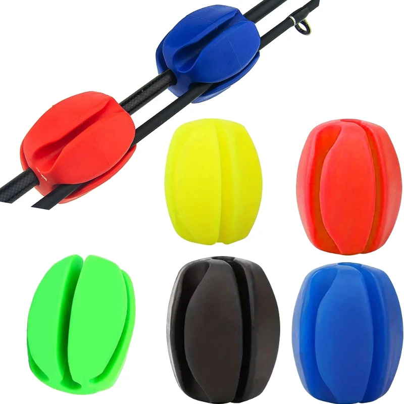 6pcs Silicone Fishing Rod Clip with Ball 5 Hole Fishing Rod Holder Ball Multifunctional Bundle Ball Tackle Ties Fishing Rod Tool