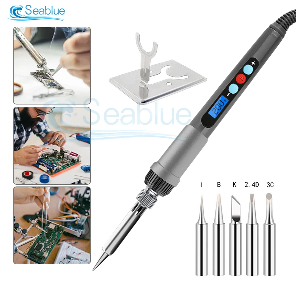 60W Electric Soldering Iron Kit Adjustable Temperature Digital Display Electronic Welding Repair Tools With Solder Tin Iron Tips