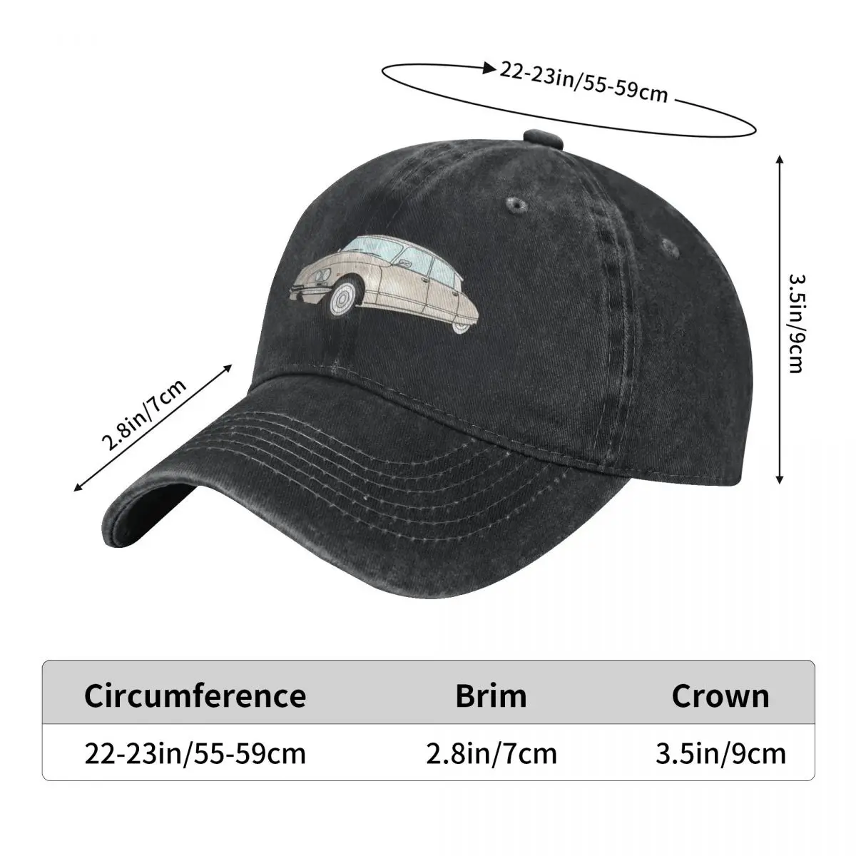 Citroen ds oldtimer Goddess car Baseball Cap Hat Man Luxury Luxury man cap Man Women's