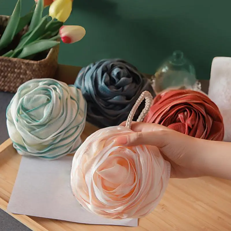 ลูกอาบน้ําฟองน้ําอเนกประสงค์ Rose Bath ฟองน้ําน่ารักลูกอาบน้ํา Lanyard อุปกรณ์อาบน้ําแบบพกพาสําหรับ Home Apartment ห้องน้ํา