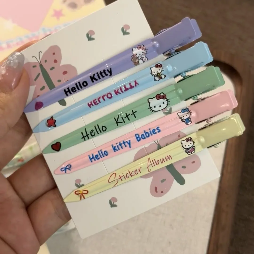 Miniso Kitty Hairpin One-line Hair Card Super Fairy Cute Cartoon Headdress Cute Girl Fluffy Bangs Hair Duckbill Clip