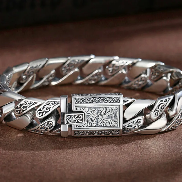 

Factory Price Tang Grass Pattern Stainless steel Punk Motorcycle Bracelet Fashion Couple Boyfriend Jewelry Creativity Gift