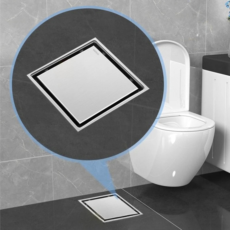 4-inch/6-inch square invisible floor drain with flange black 304 stainless steel odor proof floor drain