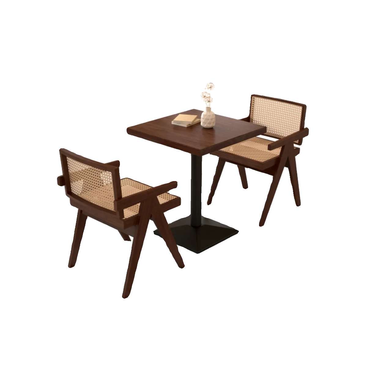 

Wabi-sabi wind solid wood dining table, tea restaurant hotel hall commercial rattan tables and chairs