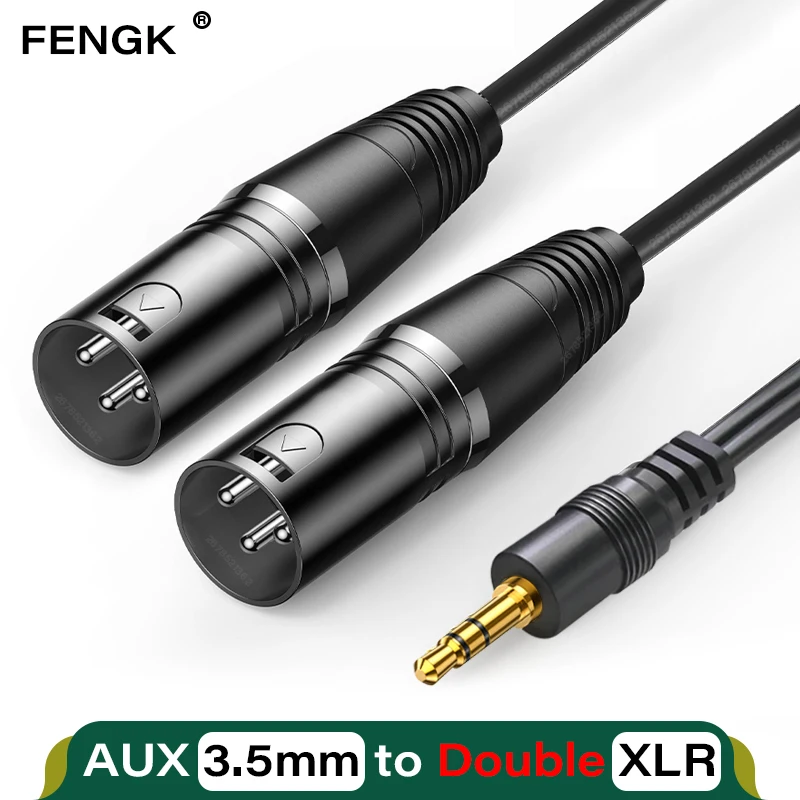 AUX 3.5mm do podwójnego kabel XLR mikrofon zrównoważony analogowy linia Audio 3.5mm Jack XLR męski żeński dla PC wzmacniacz głośnik do telefonu