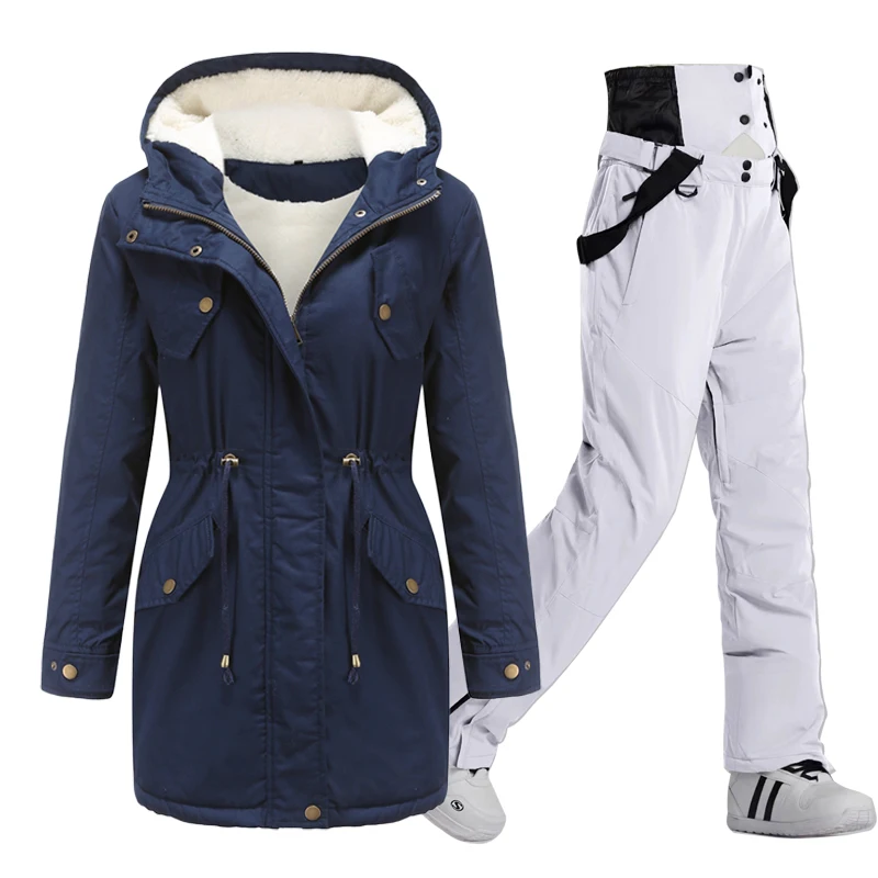 Veste et pantalon de Ski en coton pour femme, coupe-vent chaud d'hiver, manteau de neige, pantalon de sport de plein air de marque