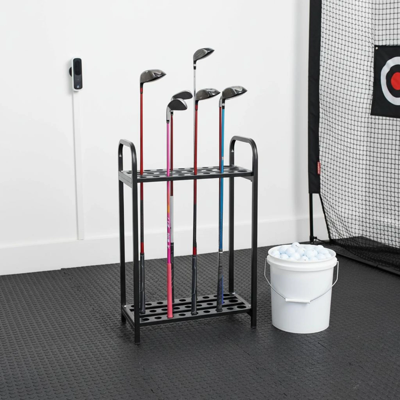 27-Hole Golf Club Rack Sturdy Construction 27 Hole Golf Club Holder Easy to Assemble Indoor and Outdoor Use for Garage