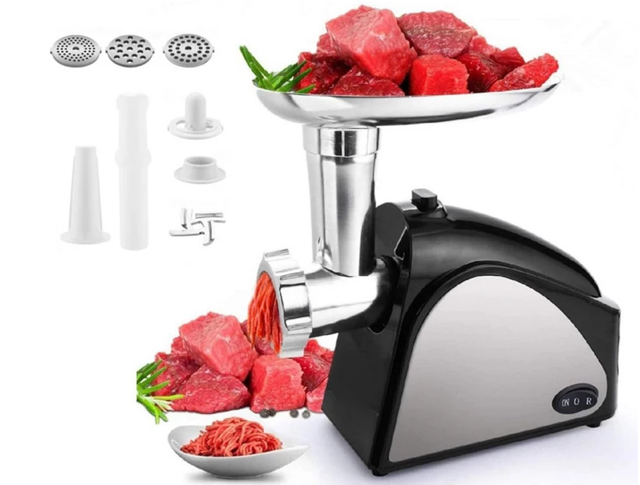 Upgrade 2000W stainless steel meat grinder, food meat grinder, 3 grinding plates and sausage stuffing tube