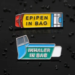 Custom EPIPEN IN BAG Hard Enamel Pins Allergy Pin INHALER IN BAG Asthma Awareness Button Brooch Backpack Shirt Accessories