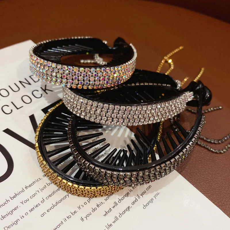 Nieuwe Koreaanse Strass Haarklauw Clip Elegant Zwart Haar Krabben Haarspelden voor Dames Hoofddeksels Haaraccessoires Paardenstaart Haarspeldjes