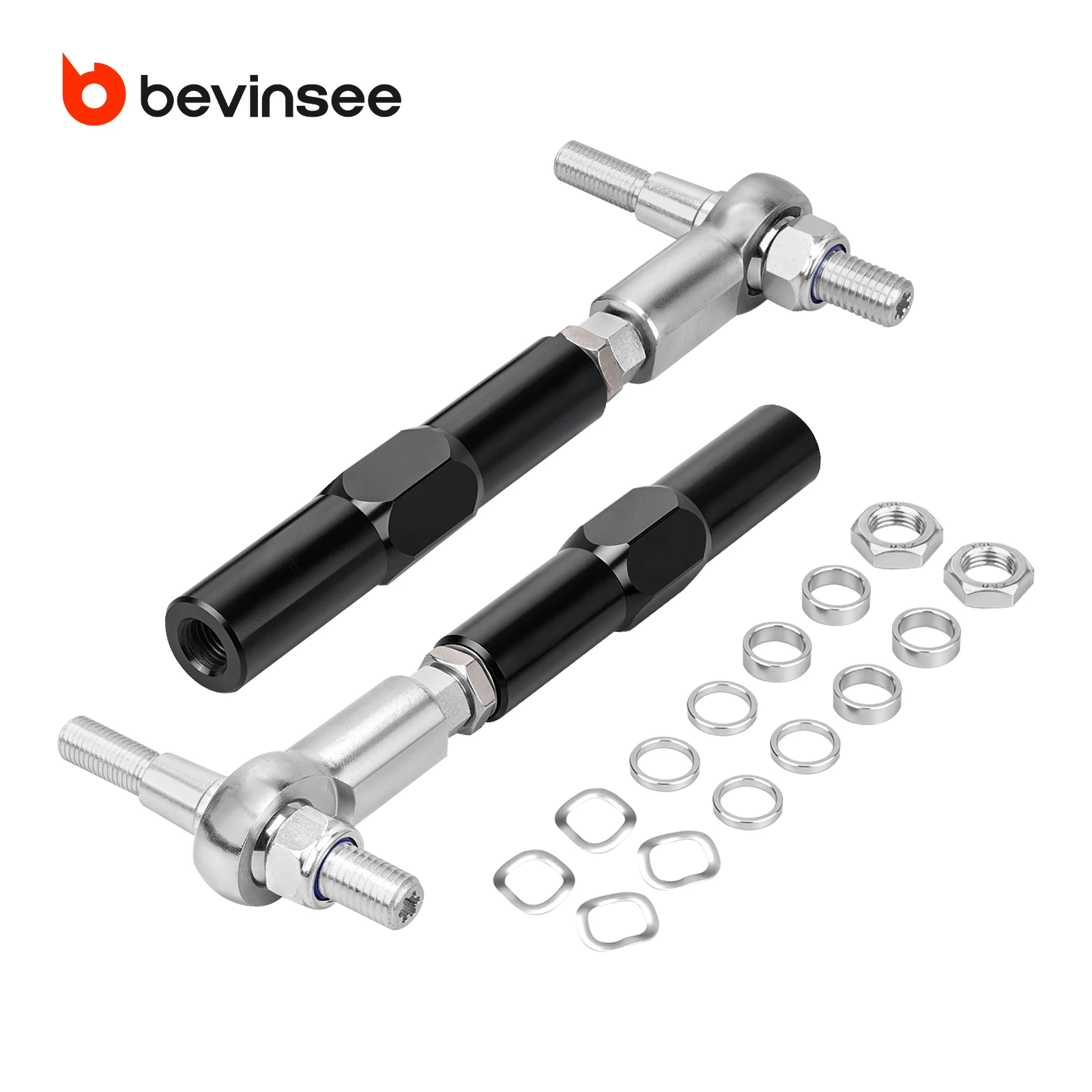 BEVINSEE Bump Steer Adjustable Tie Rods Aluminium Alloy for BMW E46 Z4 E85 E86, Replace for 32106774220/32106774221/32101095958