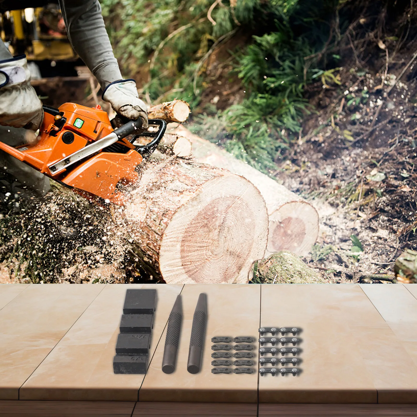 3 Buah/Set Kit Perbaikan Pemutus Gergaji Saku Baja Karbon 325' Alat Tautan Utama untuk 325 058 Kit Perbaikan Rantai Cepat Alat Listrik