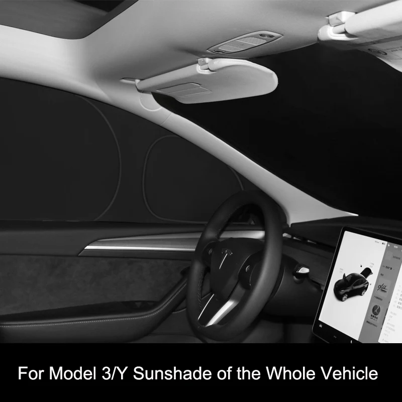 For Tesla Model 3/Y 2017-2022 Side Window Sunshade Privacy Sun Shade Shading Front Rear Windshield Insulation+reflective Layer