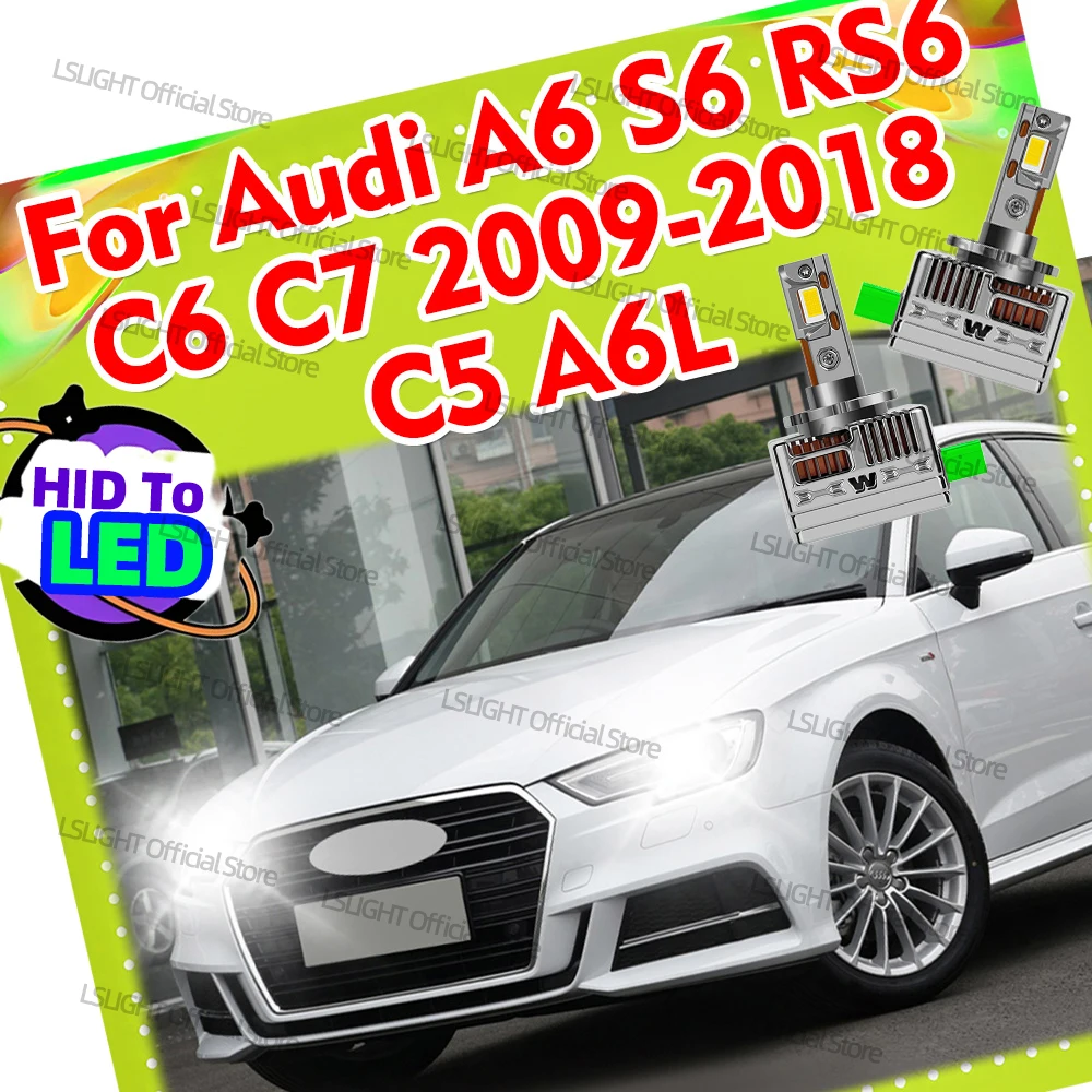

2x лампы для фар D3S D3R, светодиодные фары, медная трубка 30000LM для Audi A6 S6 RS6 C6 C7 2009-2018 C5 Typ 4B 1997-2004 A6L Plug&Play