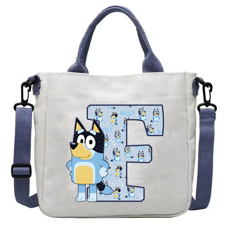 Blueyi bolsa de ombro dos desenhos animados anime A-Z letras impressas bolsa kawaii crossbody saco portátil grande capacidade sacos armazenamento presentes