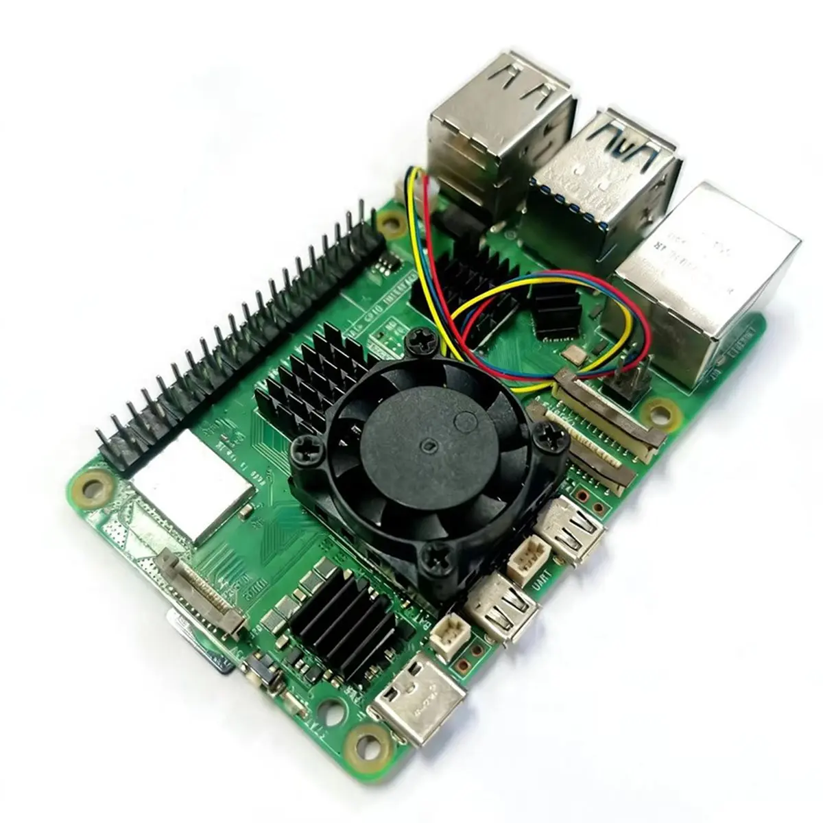 Cooling Radiator Fan Set with Aluminum Heatsink Base, Thermal Conductive Adhesive, Quiet Cooling Fan Kit for Pi 5 Board