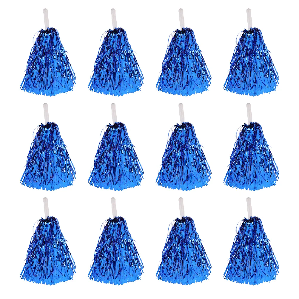 

12 Pcs Cheerleading Pompoms with Handle for Fans Blue Cheerleader Accessories Crank