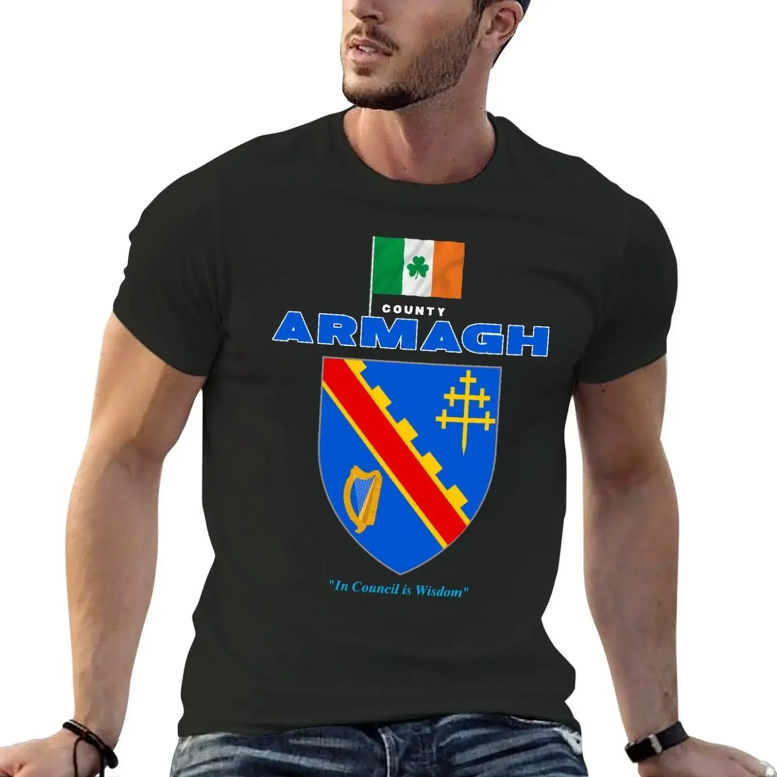 

County Armagh Ireland - Official Crest T-Shirt sports fans cotton graphic tees Short sleeve tee mens t shirts casual stylish