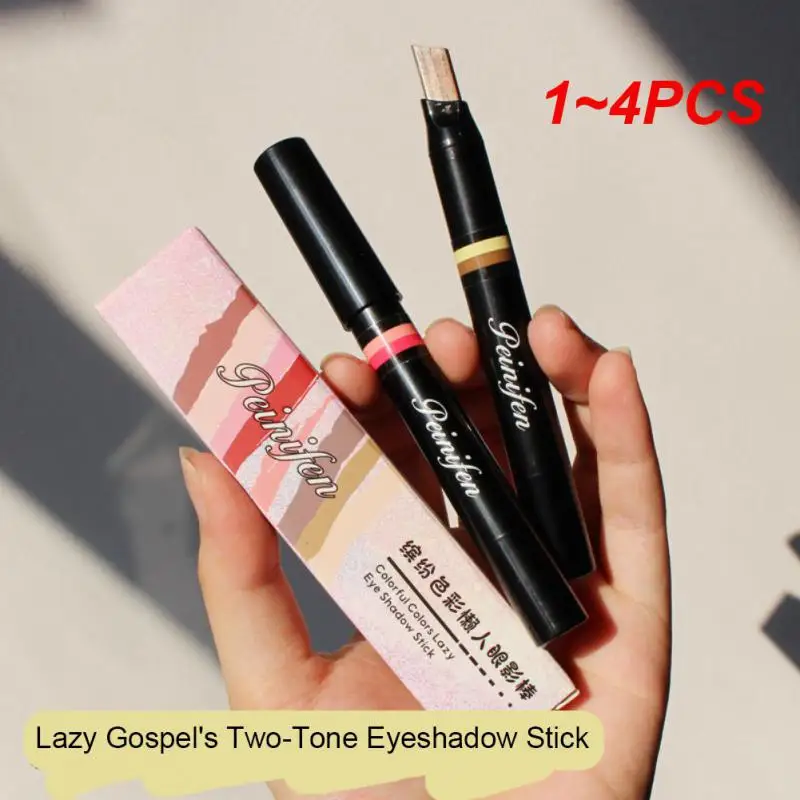 1~4PCS Portable Eyeshadow Pencil 2 In 1 Eye Shadow Stick Cosmetics Glitter Matte Eyeshadow Two Colors Eyeshadow Pen Eyes Makeup