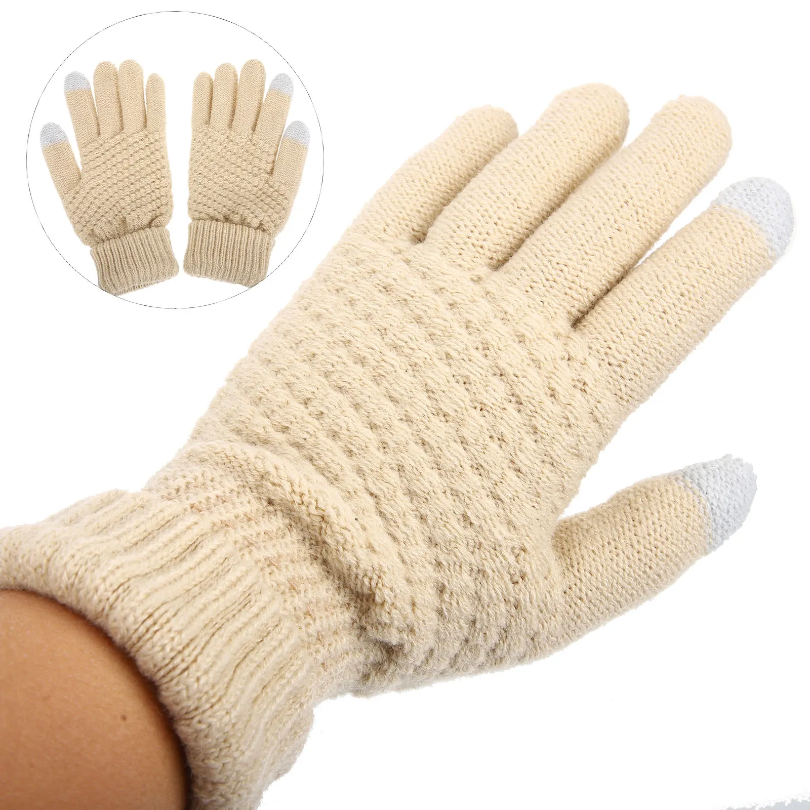 

Winter Warm Gloves Women Black Touchscreen Cycling Climbing Hiking Thermal Knit Finger Outdoor Sports Cold Weather Gift