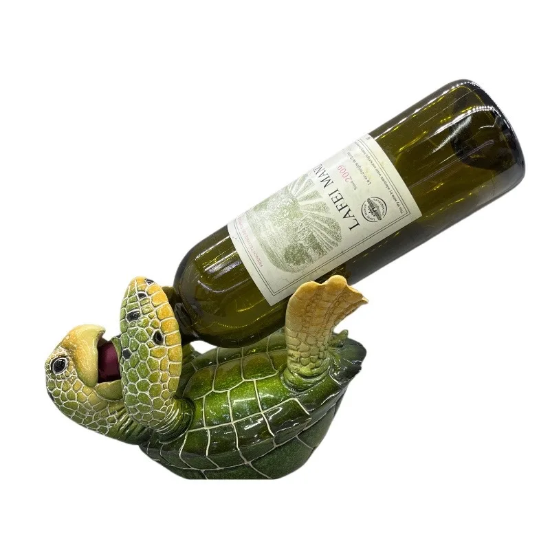 

Sea Turtle Decorative Figurine Sea Turtle Wine Bottle Holder Coastal Beach Decor Resin Statue For Home Desk Tabletop Ornament
