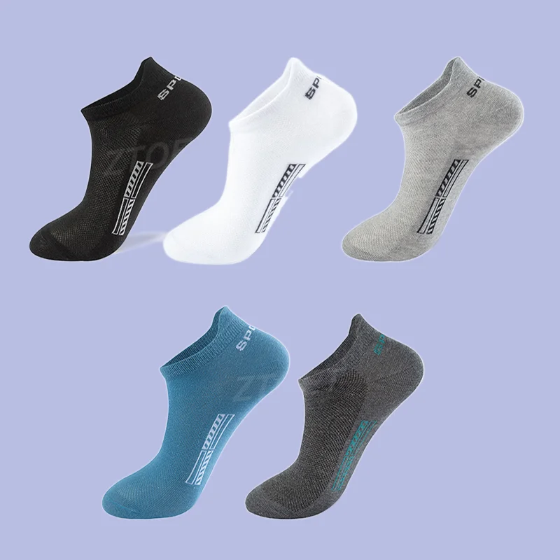 5/10 Pairs Ankle Socks Mesh Casual Athletic Summer Thin Cut Short Socks Breathable Fashion Cotton High Quality Fashion Men Socks