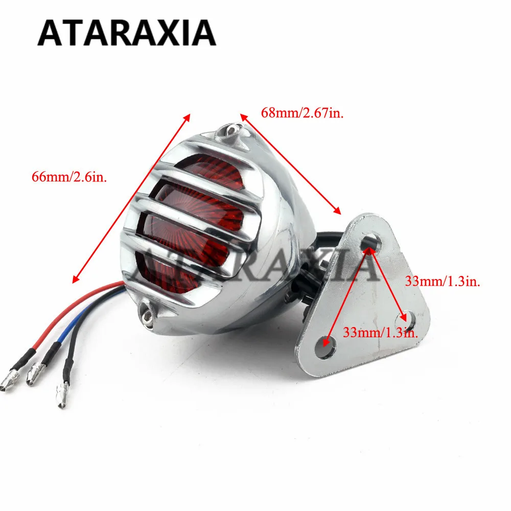 Retro Motorcycle Round Cafe Racer LED Tail Light For Harley Cruiser Scooter Chopper Bobber Universal 12V Brake Stop Lamp Taillig