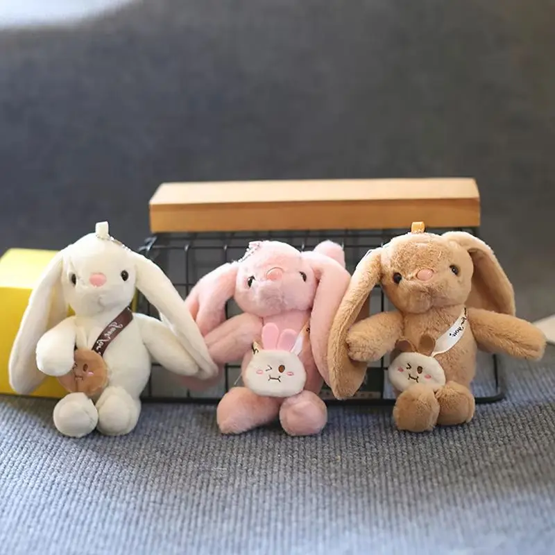 

Kawaii плюшевые игрушки в виде животных, сумка, подвеска, милый брелок с длинными ушами кролика, детские рождественские подарки для девочек, друзей
