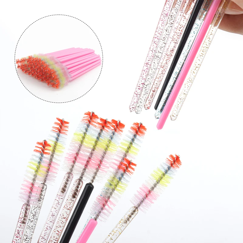 Brosse à Cils Colorée, Micro Brosses, Baguettes de Mascara, Fournitures d'Extension, Outil de Maquillage, 50 Pièces