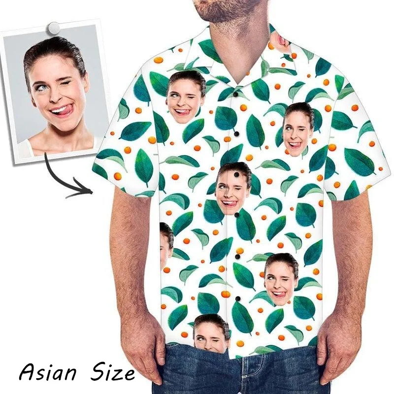 

Customized Diy Face Photo Hawaiian Shirts For Men Clothing Tropical Palm Tree Beach Shirt Y2k Tops Lapel Short Sleeve Blouses