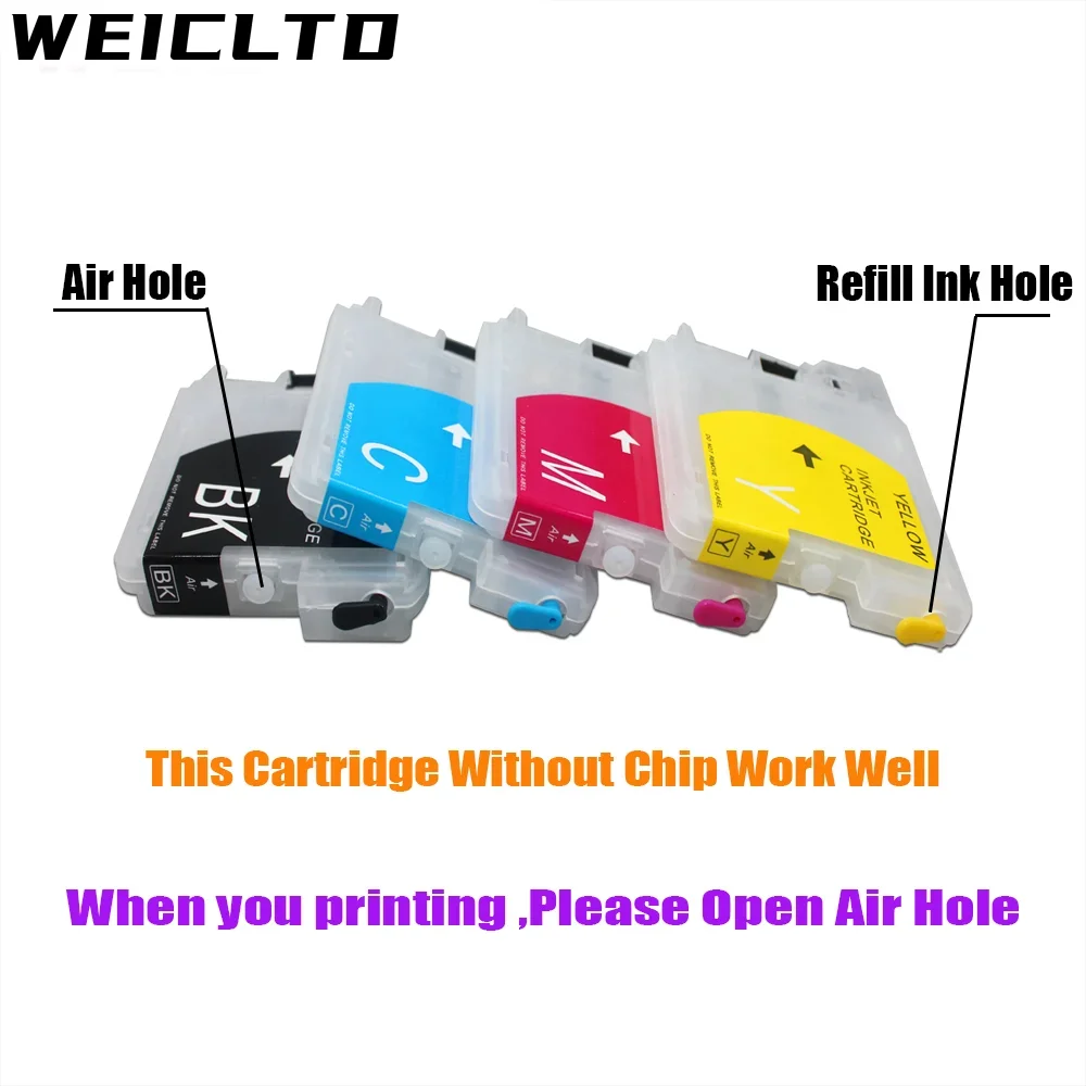 LC38 LC39 LC36 LC61 LC65 LC980 LC985 LC990 LC1100 No Chip Refillable Ink Cartridge for Brother DCP-J125 185C 195C J315W 290C