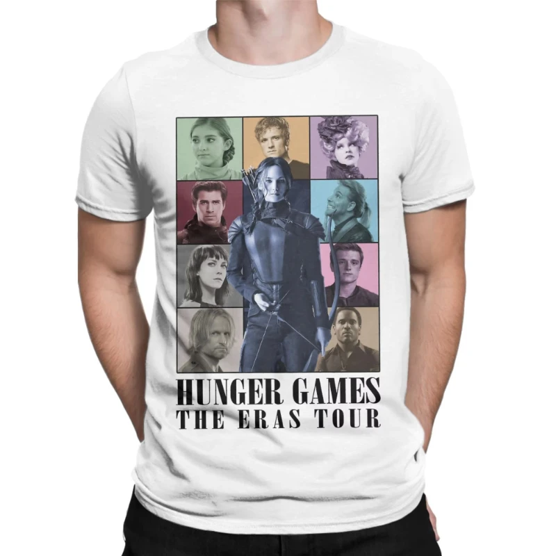Camiseta creativa Eras Tour Hunger Games para hombre, camiseta de algodón con cuello redondo, ropa de calle para parejas, camisetas gráficas para primavera/verano