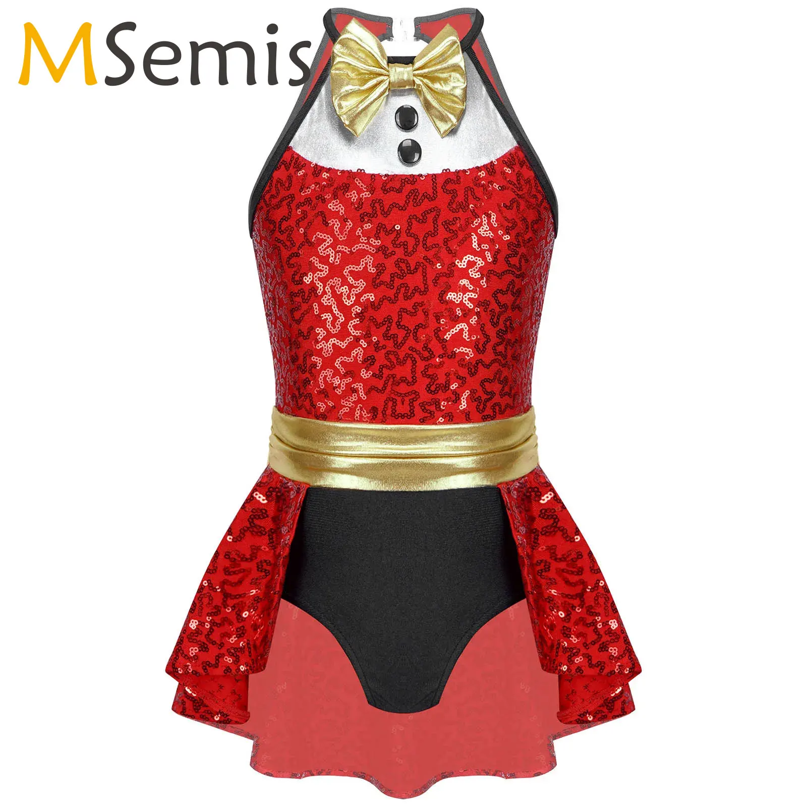 

Kid Shiny Sequin Jazz Tap Dance Jumpsuit Halloween Christmas Circus Magician Cosplay Carnival Ice Skating Tuxedo Leotard Costume